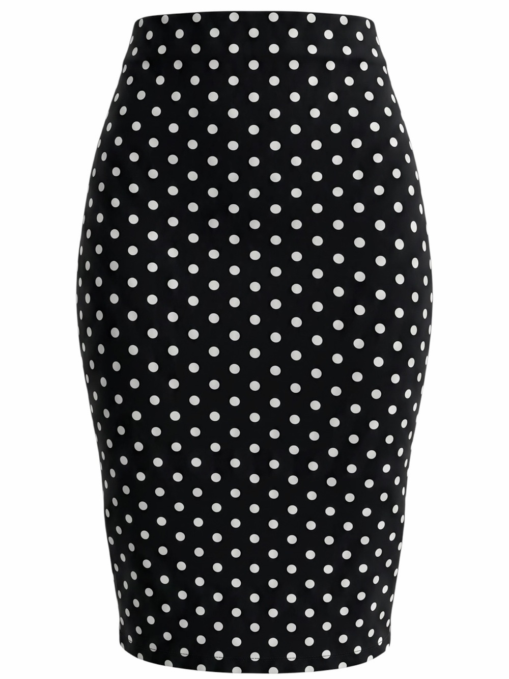 SHEIN Black and White Polka Dot Pencil Skirt